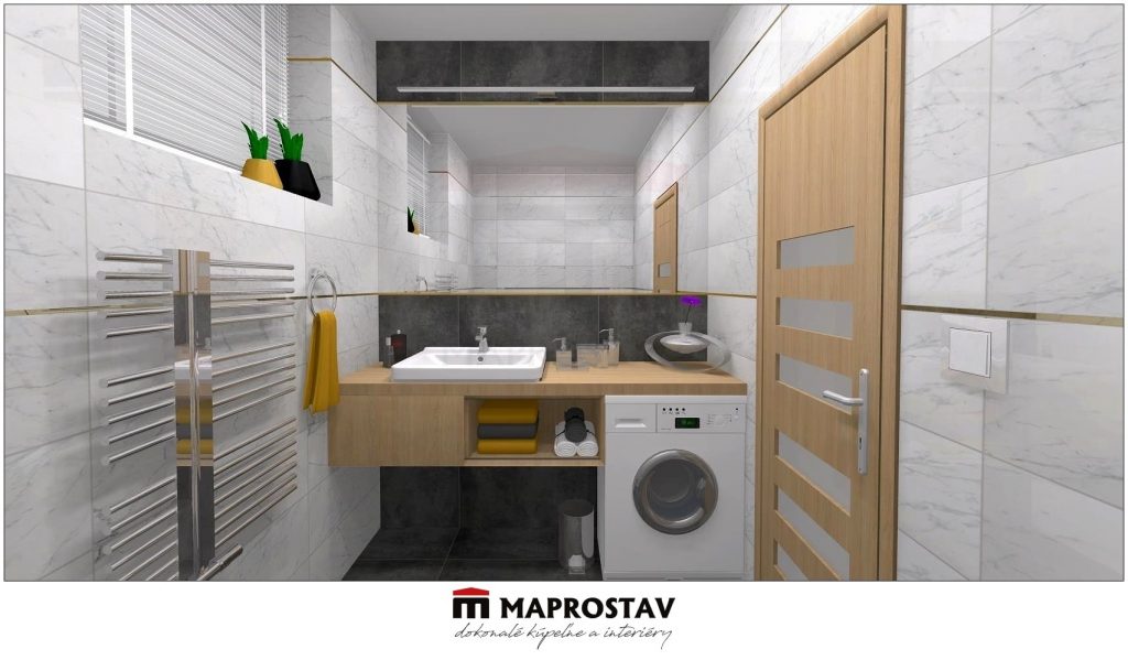 3D Vizualizácia 14 MAPROSTAV Trenčín moderná kúpeľna s bielym mramor 4 - Martina