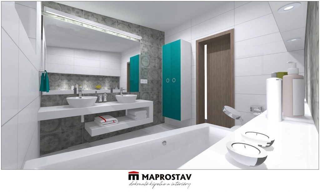 3D Vizualizácia kúpeľne 1 MAPROSTAV Trenčín biela s rohovou vaňou 3 - Michal