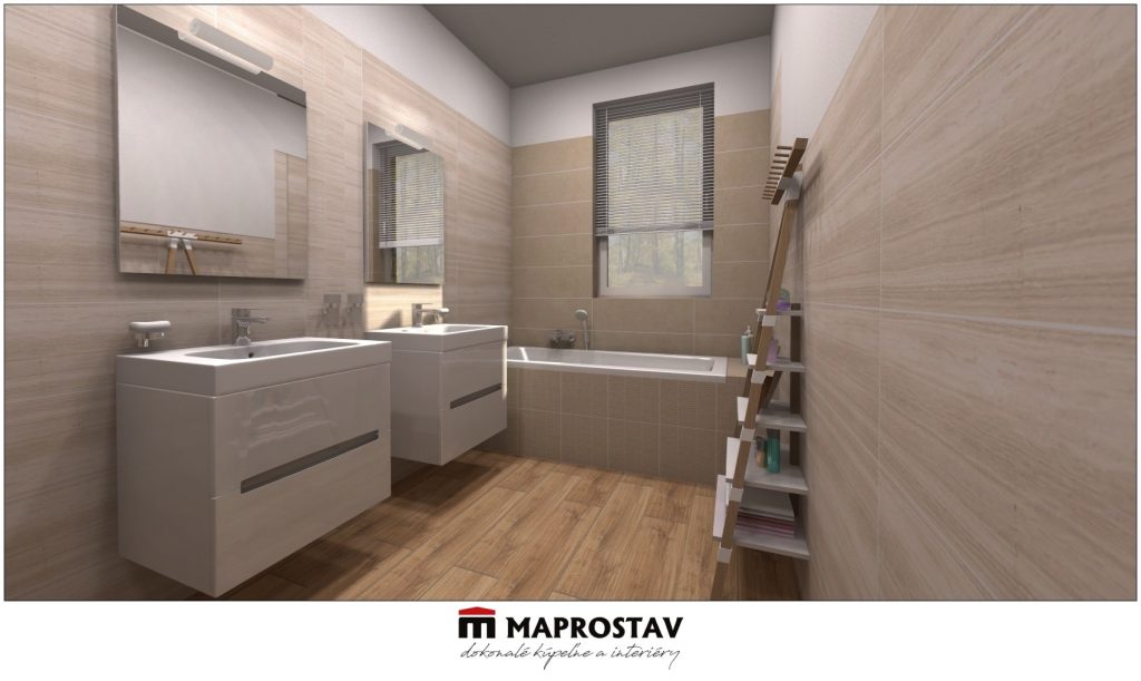 3D Vizualizácia kúpeľne 5 MAPROSTAV Trenčín hnedá drevo 1 - Martina