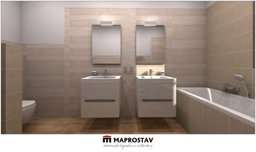3D Vizualizácia kúpeľne 5 MAPROSTAV Trenčín hnedá drevo 3 - Martina