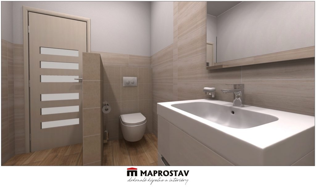 3D Vizualizácia kúpeľne 5 MAPROSTAV Trenčín hnedá drevo 4 - Martina