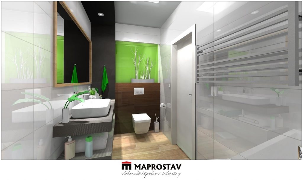 3D Vizualizácia malej kúpeľne 15 MAPROSTAV Trenčín imitácia dreva, biela 1 - Michal