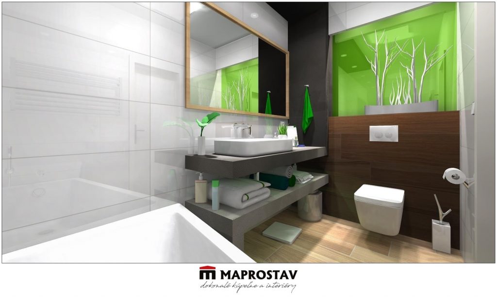 3D Vizualizácia malej kúpeľne 15 MAPROSTAV Trenčín imitácia dreva, biela 2 - Michal
