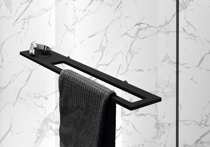 Hüppe Select+ Shelf držiak uteráku na sprchovom kúte čierna matná
