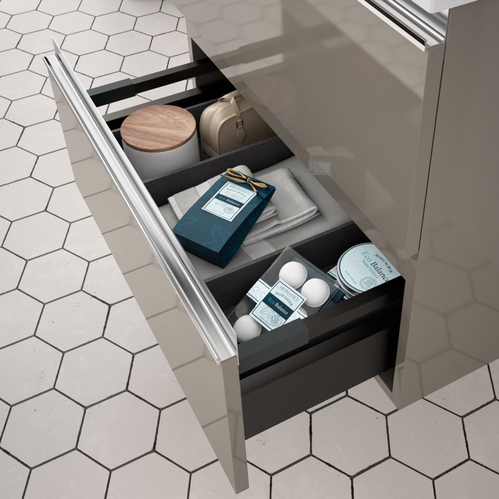 SALGAR kúpeľňový nábytok - umývadlová skrinka Spirit-TAUPE - detail zásuvka
