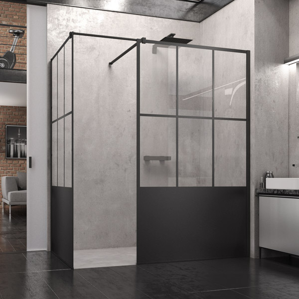 SanSwiss Walk-in sprchový kút v čiernom dizajne model-str4p loft 76 concept