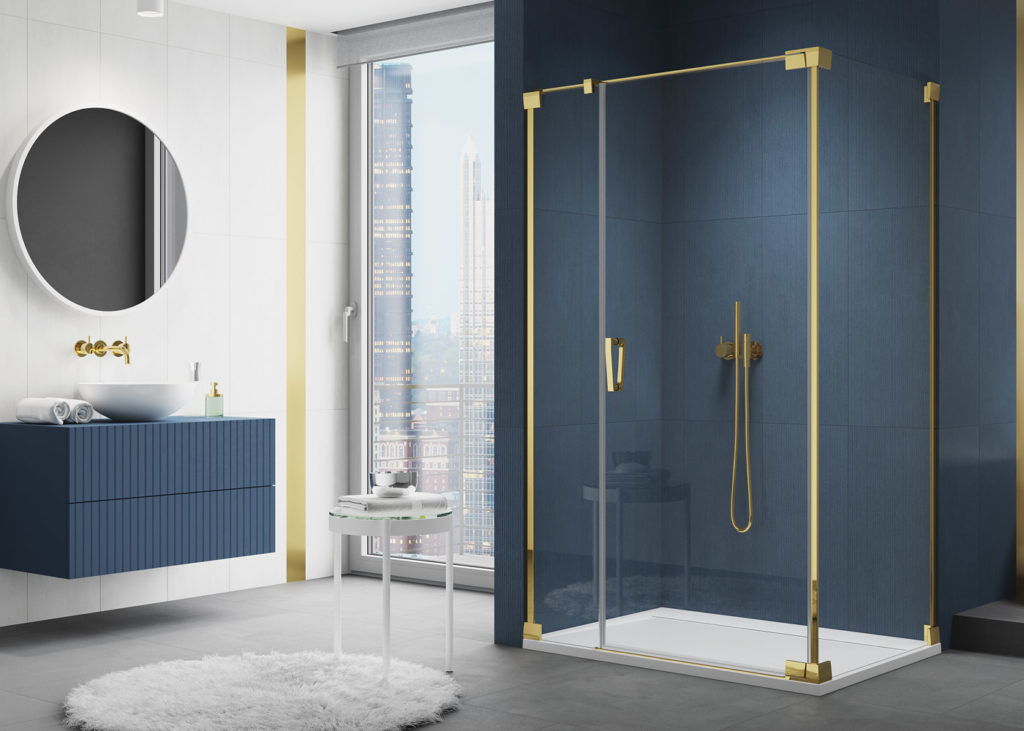 Sanswiss CADURA sprchový kút s kridlovými dverami a bočnou stenou ca31c-cat2 Gold-Line (vzhľad zlata)