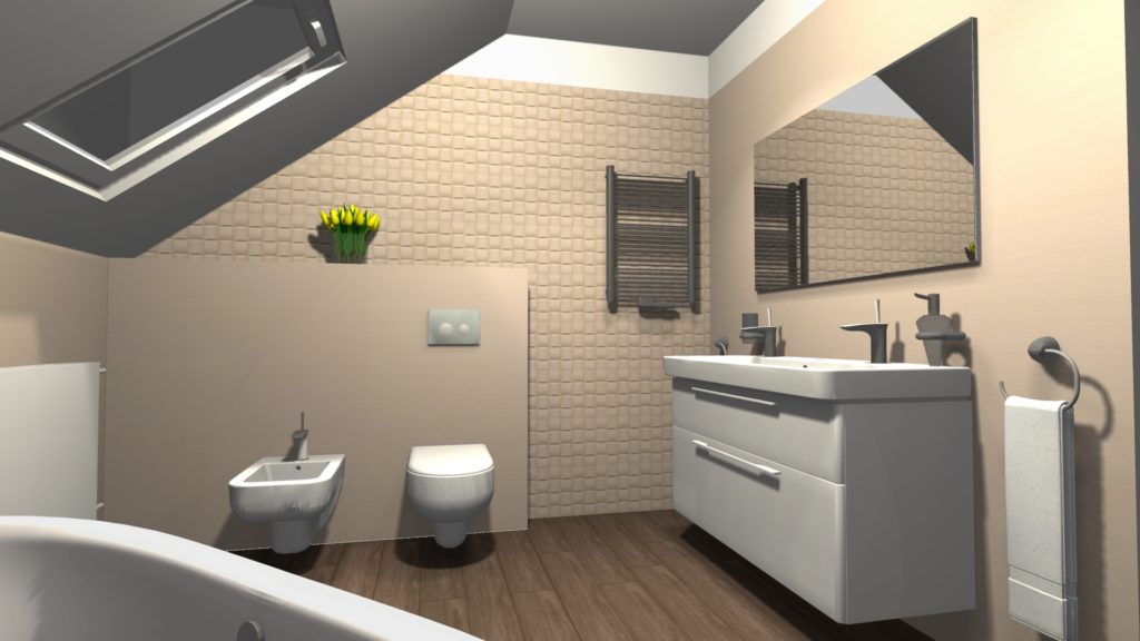 Tinea Kúpeľňové štúdio 3D vizualizácia kúpeľne - 3D obklad