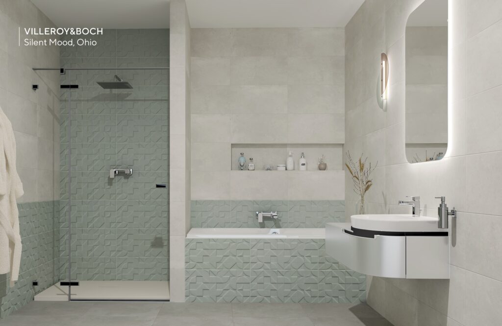 Villeroy & Boch Ohio obklady a dlažby vo vzhľade betónu obklad creme - CJ10