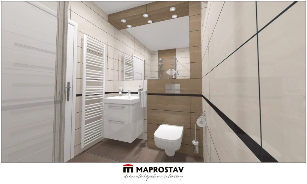 Vizualizácia kúpeľne 13 MAPROSTAV Trenčín odtiene hnedej, walk-in zástena 4 - Martina