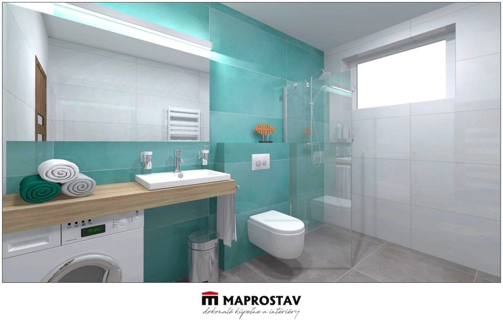 Vizualizácia kúpeľne 7 MAPROSTAV Trenčín zelená biela, walk-in sprchový kút 1 - Michal
