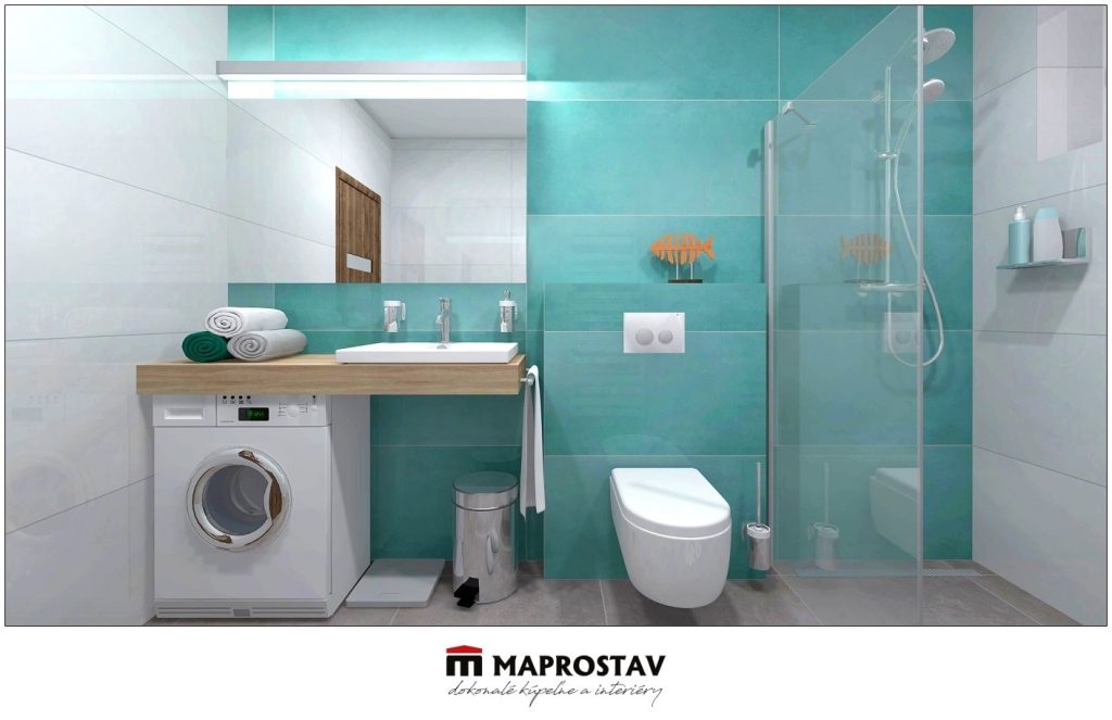 Vizualizácia kúpeľne 7 MAPROSTAV Trenčín zelená biela, walk-in sprchový kút 4 - Michal