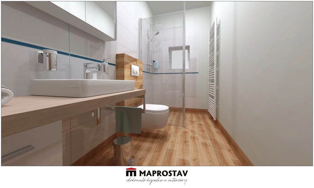 Vizualizácia kúpeľne 8 MAPROSTAV Trenčín biela drevo, walk-in 1 - Michal