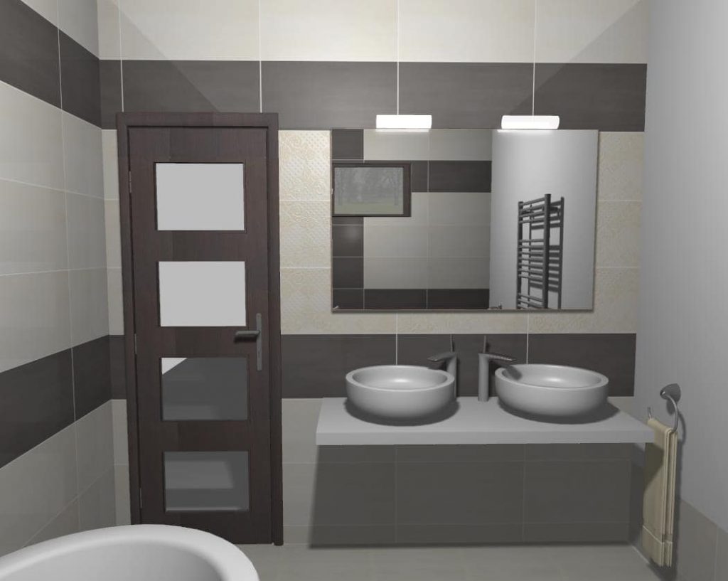Vizualizácia kúpeľne Tatiana Serafinová - moderná kúpeľňa pre dvoch v atraktívnych odtieňoch šedej