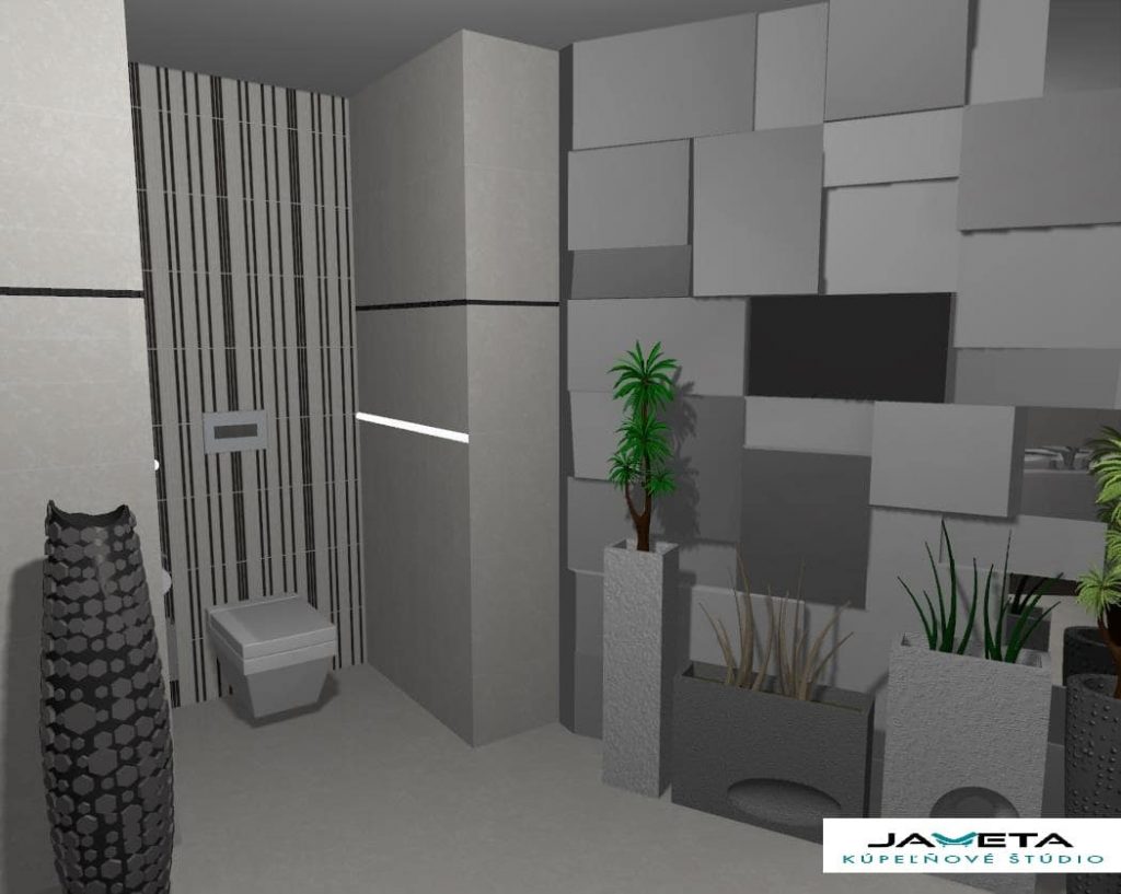 Vizualizácia kúpeľne Tatiana Serafinová moderná kúpeľňa v v hranatom dizajne