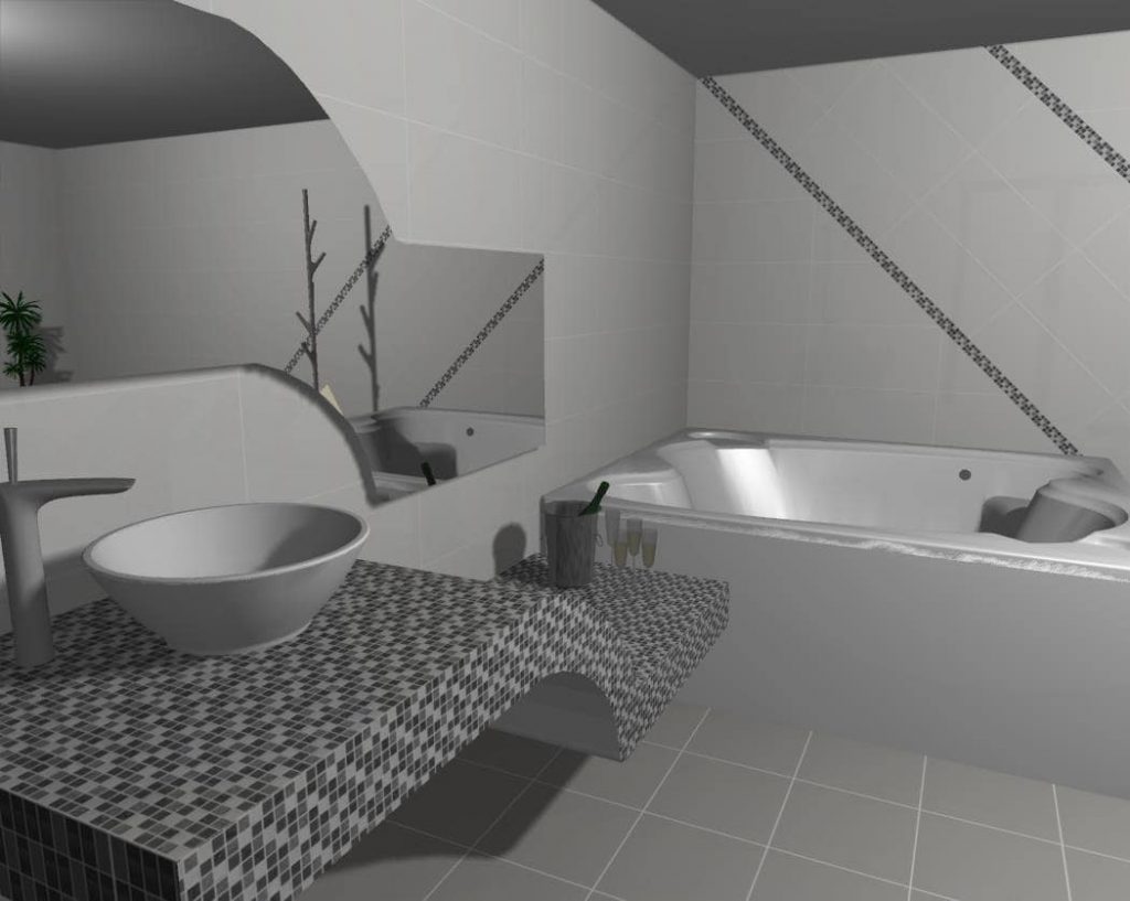 Vizualizácia kúpeľne Tatiana Serafinová moderné prevedenie kúpeľne s masážnou vaňou