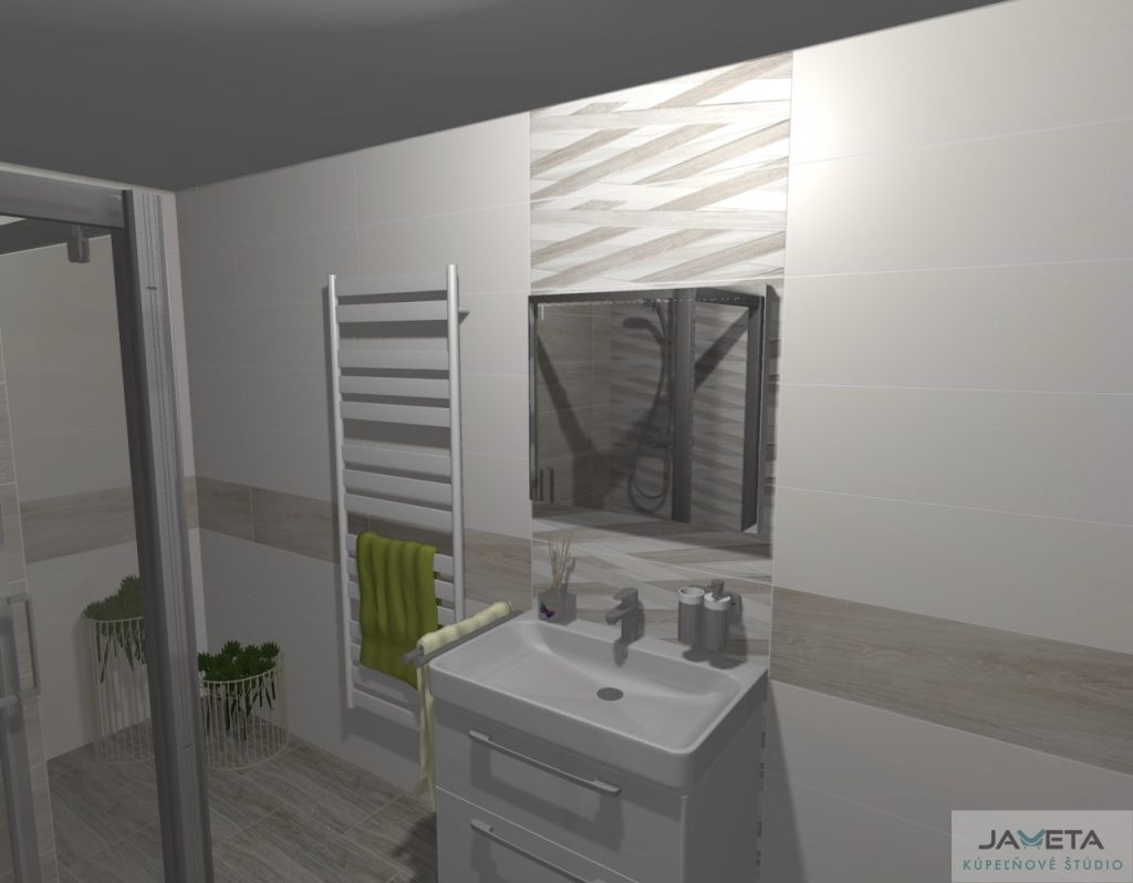 Vizualizácia kúpeľne Tatiana Serafinová - moderný dizajn kúpeľňe so sprchovým kútom